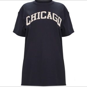 Black Chicago Slogan Oversized T Shirt